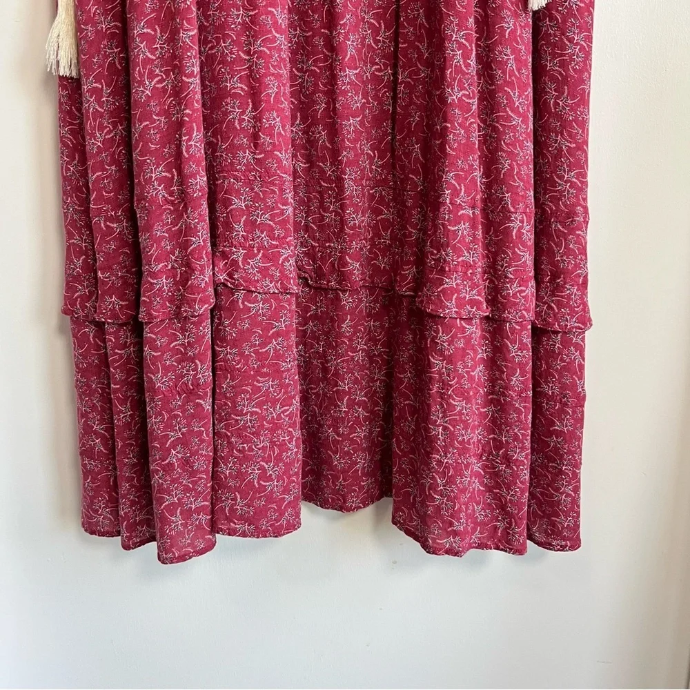 DOLAN Tassel Tie Maxi Dress in Raspberry Laurel Long Sleeve Boho,‎ Size Medium